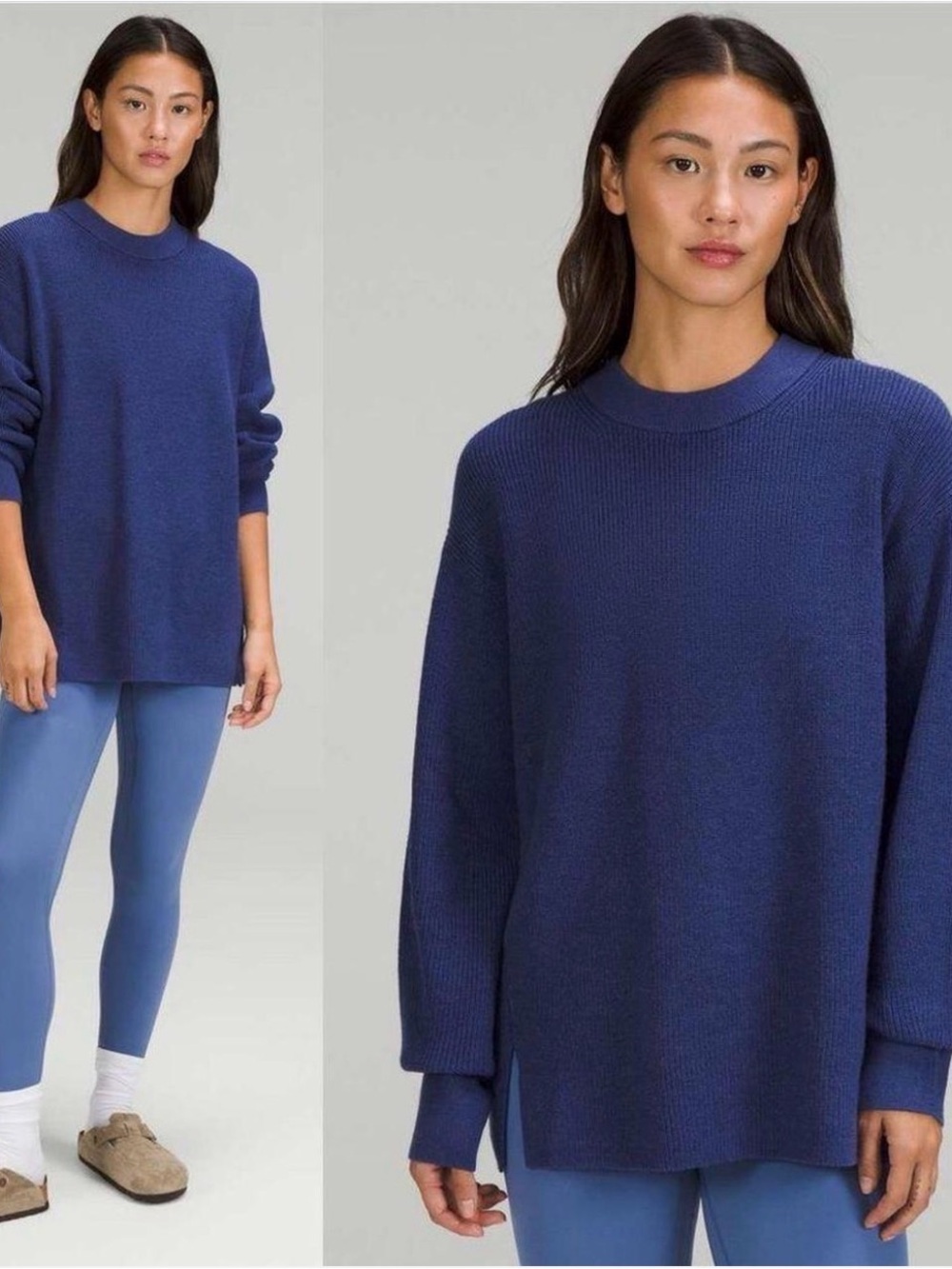 lululemon athletica Ribbed Crewneck Sweater in Deep Blue